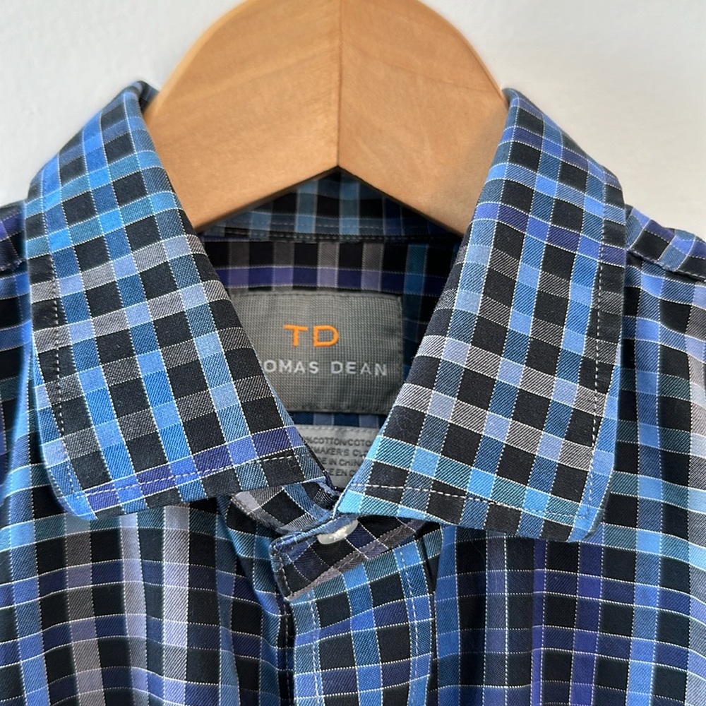 Thomas Dean/TD Boys Blue Plaid Long Sleeve Shirt Size 18/20